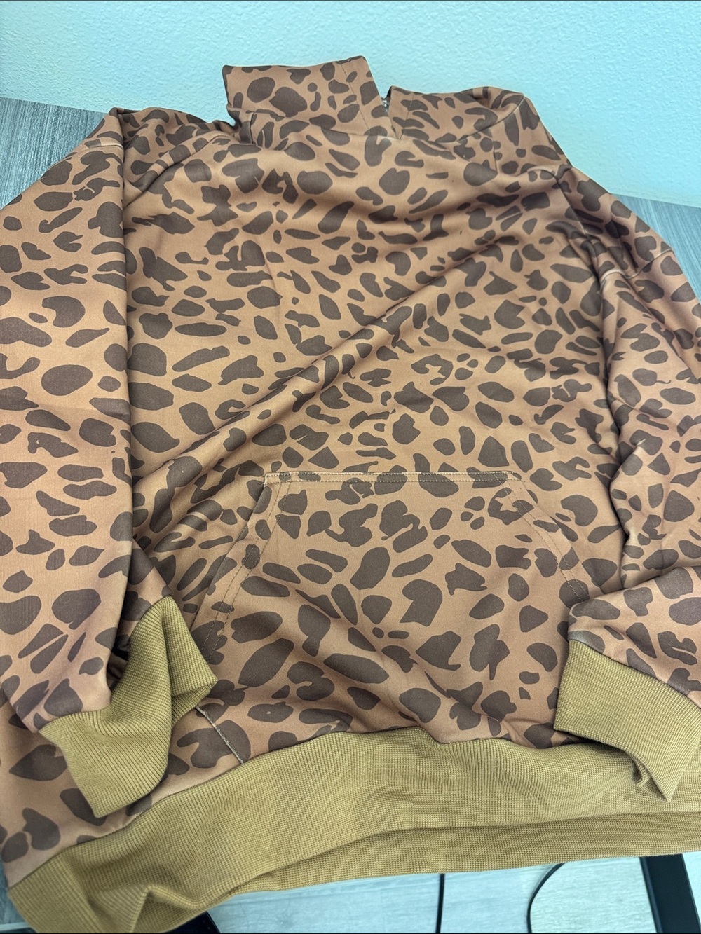 NWT Women's Brown Leopard Print Pullover Hoodie